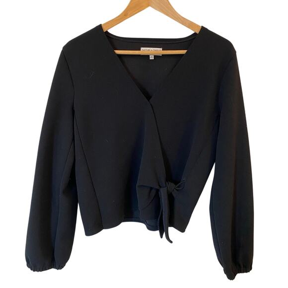 Texture & Thread by Madewell Crepe V- Neck Wrap Top Black Women's Size Medium - Picture 3 of 12